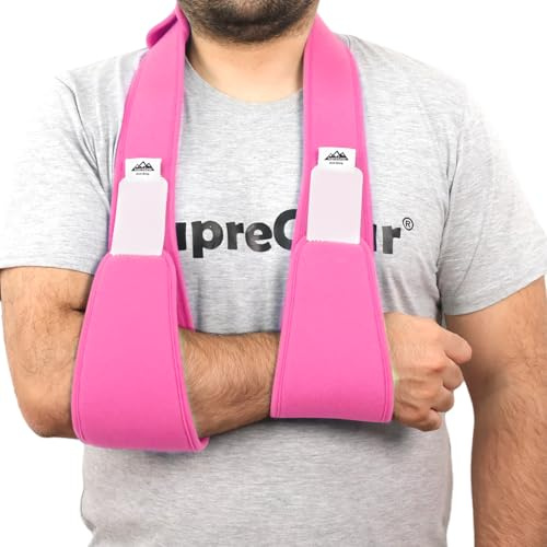 supregear Supporto Braccio Immobilizzatore Spalla, Tutore Leggero e Confortevole per Spalla Infortunata, Frattura, Lussazione, Distorsione, Sinistra/Destra, Uomo Donna, Rosa