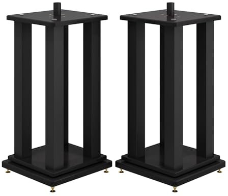 Soportes de altavoces de suelo de audio mejorados para cine en casa y altavoces de estantería, ajustables de 47 x 42 x 115 cm, ideal para altavoces satélite, experiencia de sonido mejorada
