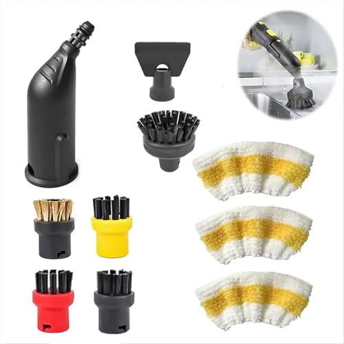 10 Stück für Kärcher Dampfreiniger Zubehör Easyfix SC1 SC2 SC3 SC4 SC5,Rundbürstenset Düse Dampfreiniger Ersatzteile,Kärcher Steam Engine Aufsätze mit Düsen Verlängerungsrohr&Runde Bürsten