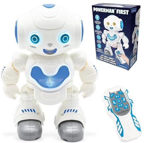Lexibook Powerman First, Il mio primo robot intelligente interattivo per l'apprendimento, giocattolo per bambini, balla, suona musica, bambino, bambina, bianco/blu, ROB16LXB