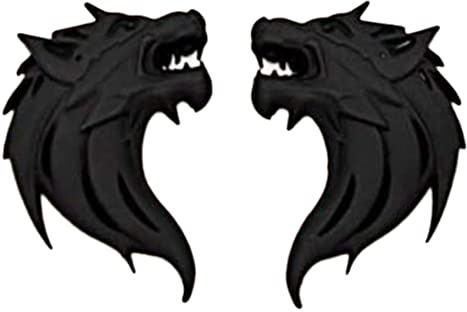 Insignias de lobo para coche, emblema de cabeza de lobo 3D de metal, marca de motocicletas, calcomanía negra, 1 par.