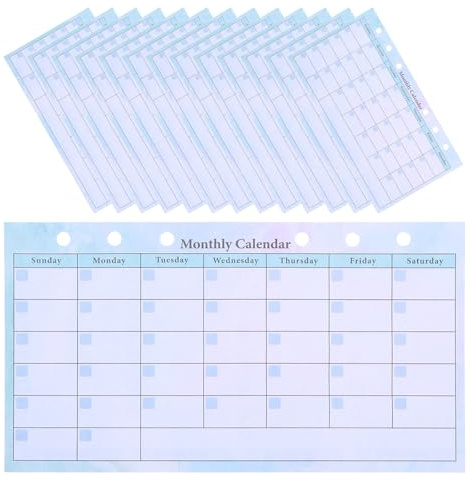 Alipis Recambio de Agenda A6: 14 Hojas Mensuales para Carpeta de 6 Anillas. Calendario sin Fecha para Organizador Personal, Control de Presupuesto, Hogar Y Oficina.