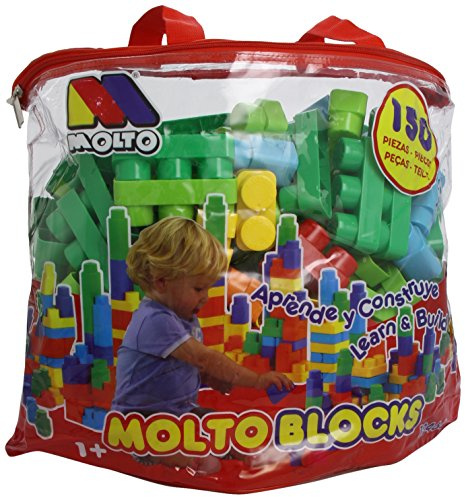 MOLTO | Bolsa de Bloques de 150 Piezas para Preescolar - Juguete Educativo de Construcción para Niños y Niñas | Juego de Construccion | CREA y construye