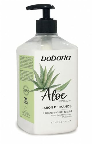Babaria - Jabon De Manos Con Aloe Vera | Jabon Manos De 500ml | Jabón De Manos Que Hidrata Y Cuida Tu Piel | Gel De Manos De Origen Natural | Jabón Manos Con Glicerina