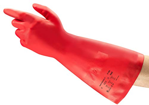 Ansell AlphaTec 37-900 Guantes Nitrilo Resistentes Productos Químicos, Protección Industrial Química y Alimentario, Guante de Trabajo Sin Latex, Reutilizable, Rojo, Talla 2XL (12 Pares)