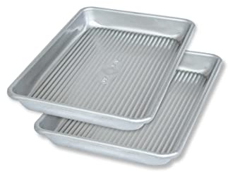 USA Pan Bakeware Mini Sheet Baking Pan Warp Resistant with Nonstick Quick Release Coating, Aluminzed Steel, Set of 2