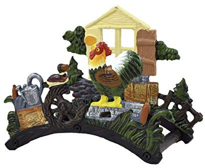 Ferrestock FSKPM011 Portamangueras de Pared Modelo Gallo Decorativo Fabricado de Hierro Forjado Pintado a Color con Espacio Suficiente para enrollar una Manguera