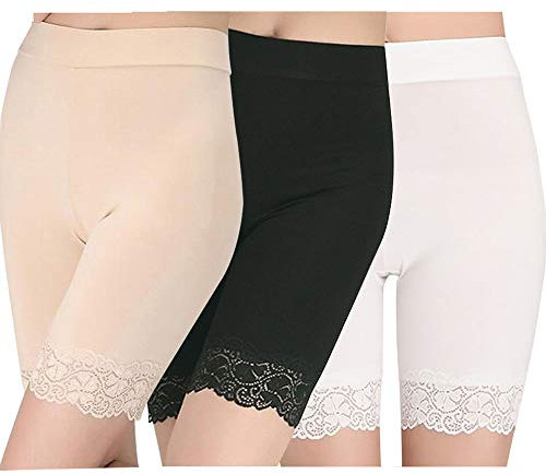 GEYIWSSXY Damen Unterhose Unter Rock Kurz Anti-Chafing Shorts Unterwäsche Sicherheit Lange Panty Hohe Taille Lace Leggings Kurze Tight mit Anti-Rutsch Spitzenrand
