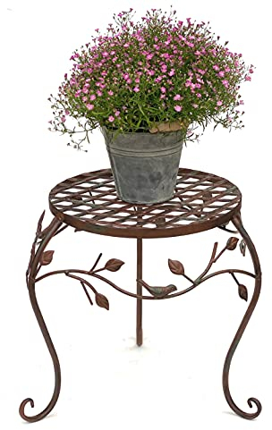 DanDiBo Blumenhocker Metall Braun 30 cm Blumenständer 93992 M Blumensäule Antik Pflanzenständer Pflanzenhocker
