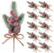ELECLAND 10 Stück Weihnachtsdeko Künstliche Tannenzweige Spray Stiele mit Tannenzapfen Gefälschte Kiefer Picks Rote Beeren Stechpalme Blätter zum Basteln Blumen Weihnachtskränze Ornamente, Rot