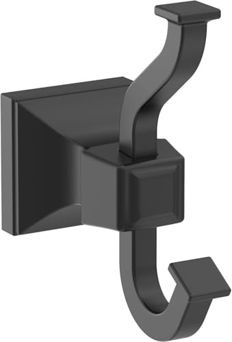 Amerock | Single Robe Hook | Matte Black | Mulholland | Towel Hook | Bath Hardware | Bathroom Accessories