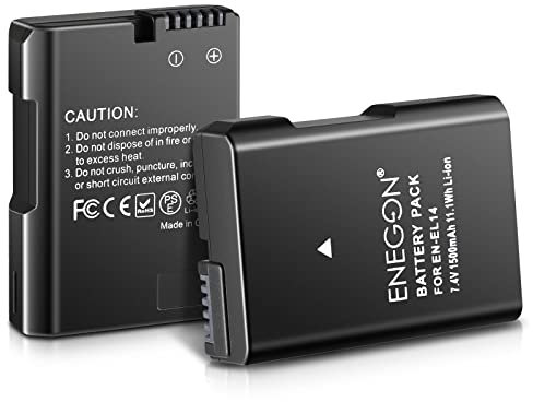 ENEGON EN-EL14/EL14a Replacement Battery 2-Pack Compatible with Nikon D5600 D5100 D5200 D5300 D5500 D3100 D3200 D3300 D3400 D3500 Df, Coolpix P7000 P7100 P7200 P7700, P7800