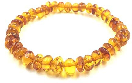 Bracciale in ambra baltica naturale per adulti (unisex) Perle di ambra baltica fatte a mano certificate (cognac)