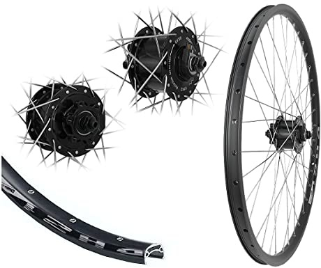 Bärwinkels 26/27,5/28 Zoll DH21 Hohlkammerfelge Disc schwarz Nabendynamo 3 in 1 für 6-Loch Bremsscheibe zum Wählen (27,5 Zoll/schwarz-Silber)