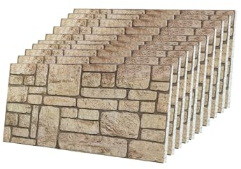 IZODEKOR 3D Brick Effect Wall Panels - Cladding, Stone Look, Styrofoam Panels for Living Room, Kitchen, Bathroom, Balcony, Bedroom, Back of Counter, and Teras | Ancient Traces, 10 Pack