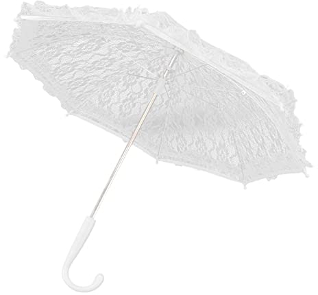 QANYEGN Weißer Hochzeits Stickschirm, Hochzeit Spitze Sonnenschirm, Kleiner Spitzenschirm Für Hochzeit Feier Fotografie Prop Regenschirm