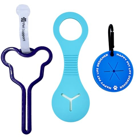 Duuclume 3 Pcs Hund Poop Bag Halter, Abfall Tasche Halter mit Karabiner-Clip, Hände frei Poop Bag Carrier für Leine, Kaninchen Müllsack Halter für Walking Running Bicycle Accessory(Blau)