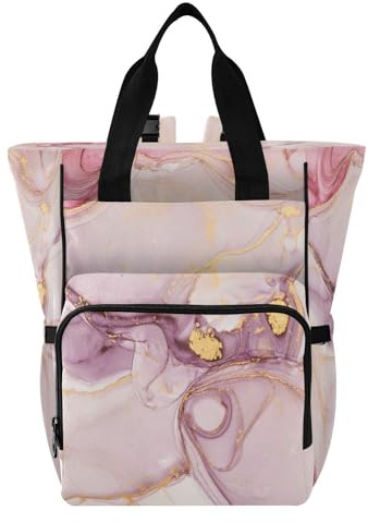 Småbarn blöjväskor vattentäta och eleganta babypaket blöjväska för vardaglig shopping resa abstrakt färgglad rosa och guld marmor textur, flerfärgad, 1 size, Modern/åtsittande