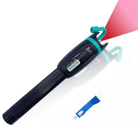 Elfcam® - Universal FTTH VFL Optical Pen, Optical Troubleshooting, Supplied with Adapter SC Male 2.5mm to LC Female 1.25mm, Fiber Optic Cable Tester SC FC St LC, 50 mW/50km