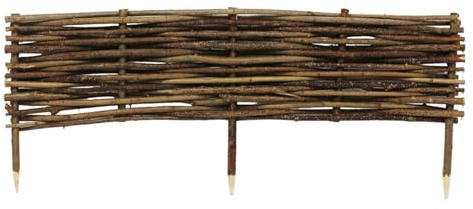 Beeteinfassung Größe 100x30 cm 10 Stück – Stekzaun aus Holz – Haselnuss Beetzaun zum Einschlagen in den Boden – Palisade zur Abtrennung von Blumenbeetwegen und Gartenbeeten