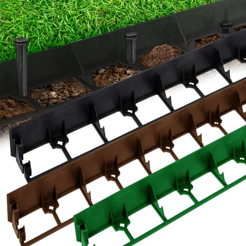 24m - Rasenkante + Nägel - GRÜN / 45mm hoch - Beeteinfassung Beetumrandung Raseneinfassung Pflastersteine Mähkante