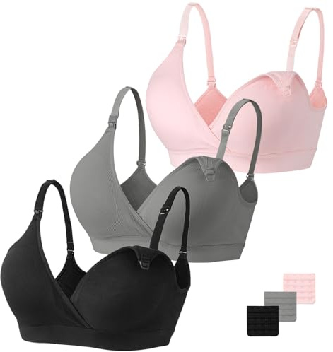 Vinfact Nursing Bra 3 Pack Seamless V Neck Maternity Bra Women Pregnancy Breastfeeding Bra
