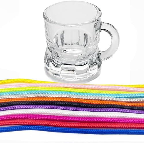 24er-Set Schnapsgläser zum Umhängen mit Henkel, Shotgläser aus Glas für Partys, bunte Likörgläser, Aperitif-Gläser, Dessertgläser, vielseitig einsetzbar (Rot)