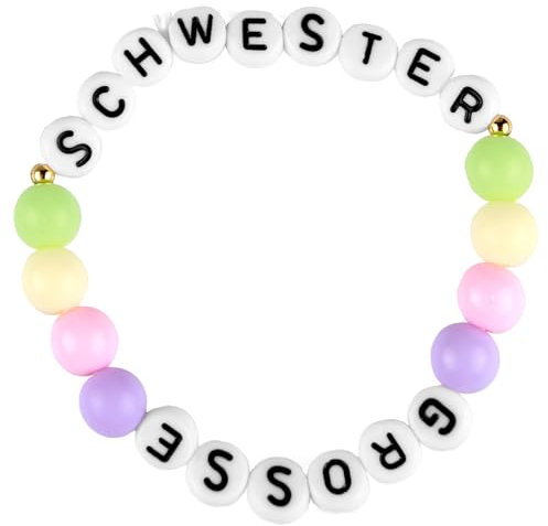 Oykrueats Große Schwester Armband - Perlen Geschenk für Kinder, Stretch Kinderarmband Handgefertigt