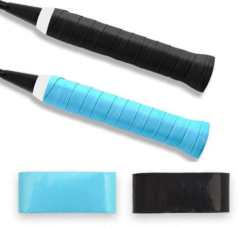 2 Stück Tennis Griffband,Tennis Griffbänder,Griffband Tennisschläger,Griffband Tennis,Griffbänder Tennis,Badminton Griffband,Griffband Badmintonschläger,Selbstklebende,Rutschfeste (Schwarz+Blau)