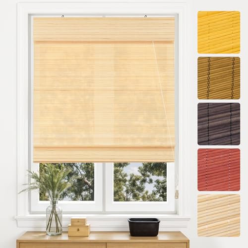 Victoria M. Estor de bambú para protección solar, estor enrollable lateral, para ventanas y puertas, opaco, 60 x 130 cm, color natural