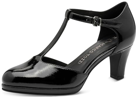 Marco Tozzi Escarpins Femme Semelle Feel Me Souple Doublure Douce Polyvalent, Noir (Black Patent), 38 EU