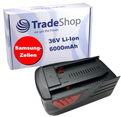 Trade-Shop Li-Ion Akku 36V / 6000mAh kompatibel mit Hilti TE6A TE6-A36 TE6-A36 AVR TE6-ALi TE7A TE 30-A36 CPC 36V ersetzt B36 B36V B36/3.9 2203932 418009