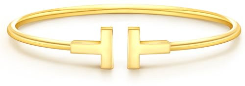 VIVILE Edles Armreif Gold,Edelstahl Armband Damen,Buchstabe T Sterling Silber 925 Armbänder,Dupes,Ideal Geschenk für Frauen，Mode Schmuck