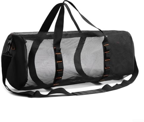 Vilgftyiet Netz-Tauchtasche, extra groß, Netz-Reisetasche für Tauch- und Schnorchelausrüstung, Trockentasche für Maske, Flossen, Schnorchel, Schwarz