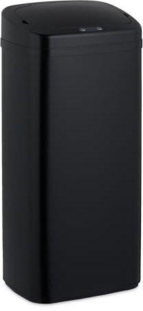 Relaxdays Cestino Automatico Spazzatura, Pattumiera da Cucina da 40 L, Sensore Elettrico su Coperchio e Anello per Buste, Acciaio, Plastica