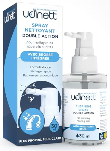Spray Limpiador y Cuidado para Audífonos 30ml con Cepillo Integrado Udinett Sanitizante para Auriculares Bluetooth Fórmula Delicada Que Elimina la Suciedad y el Cerumen con Efecto Inmediato