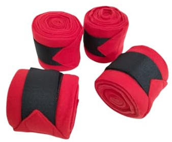 SIE EQUESTRIAN Horse Leg Bandage/Horse Leg wrap (Set of 4) Red, Blue, Navy Blue, and Black (RED)