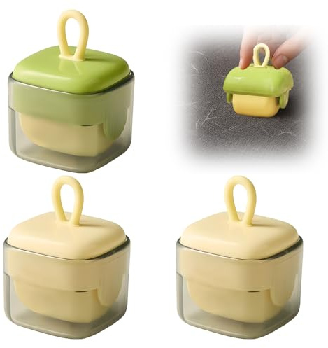 3 unidades Portable Lint Roller, Rodillo de Pelusa Reutilizable, Rodillo Pelusa Portátil para Hogar y Viajes, Rodillo Pelusa Portátil Reutilizable 4.3 x 4.3 x 6 cm, Con Tapa antipolvo