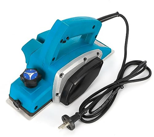 Elektrisk hyvel i premiumkvalitet, 800 W, 16 000 varv/min, elektrisk hyvelmaskin med justerbart djup och bärbart handtag, bordshyvelmaskin för hyvling av träplattor, massivt trä och furu