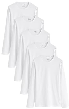 NEXT Hombres Pack de 5 Camisetas Interiores de Manga Larga 100% algodón Blanco 3XL
