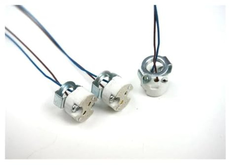 WMAMBZNDHP 5 stücke Bi-Pin Basis G4 G6.35 GY6. GX5.3 MR16 GZ4 MR11 GU5. G5. M10 0,75mm Halogen Glühlampen Led Sockel Keramik Lampe Halter(With M10 Fixture)