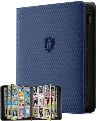 9 Pocket Top Loading Binder with Zipper - Holds 288 Toploads Card Album | Premium Double-Sided | Trading, TCG, MTG, Sports Card Binder |3 x 4 Pocket | Non-PVC Sleeves | Waterproof Large & Durable