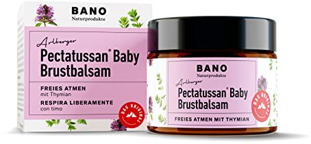 BANO Pectatussan Baby Breast Balm 50g | för spädbarn från 6 månader | för applicering på bröstet, nacken och ryggen | ger lindring vid förkylning | 100% naturliga ingredienser