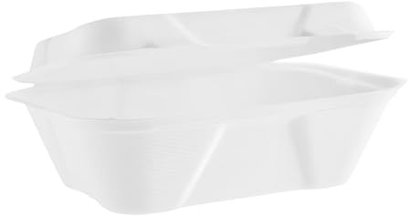 Vegware Biodegradable Sugarcane Clamshell Takeaway Box 7 x 5, Pack of 50