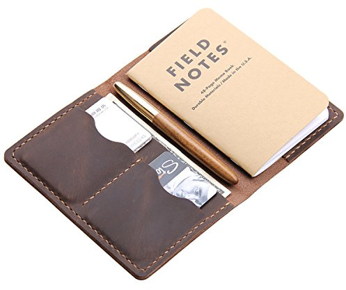 Robrasim Leather Journal Cover for Field Notes, Notebook Cover For Moleskine Cahier, Handmade Vintage Leather Cover for 3.5 x 5.5 Notebooks, Brown