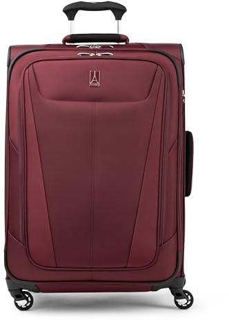 Travelpro Maxlite 5 Softside Expandable Luggage with 4 Spinner Wheels, Lightweight Suitcase, Men and Women, Burgundy, Checked-Medium 25-Inch