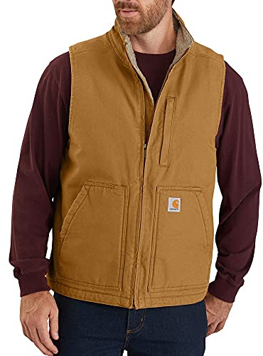 Carhartt Sherpa fodrad herrväst med mock-neck arbete, användbar ytterkläder, Carhartt brun, 5XL stor tall