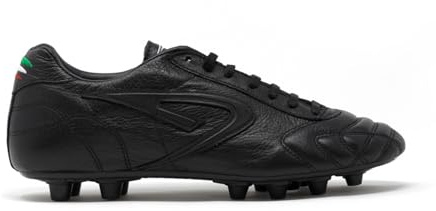 Scatto all Black - Scarpe da Calcio in Pelle Naturale di Vitello - Suola Mix, con Tacchetti in Punta di Alluminio, Perfetta per Terreni bagnati - 45,5 - Nero
