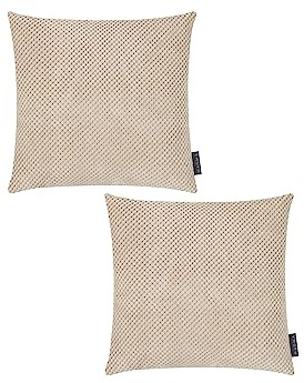 MAGMA Zwei Kissenhülle Kissenbezug Comodo weich plüsch kuschelig Trend dezentes Muster 40x40cm (Natur)
