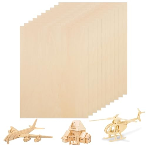 MIVIDE 10 Pcs Contreplaqué 2mm, Feuilles de Contreplaqué 400 x 300 x 2mm, Planche de Bois pour Pyrogravure, Bricolage, Modèle, Artisanat